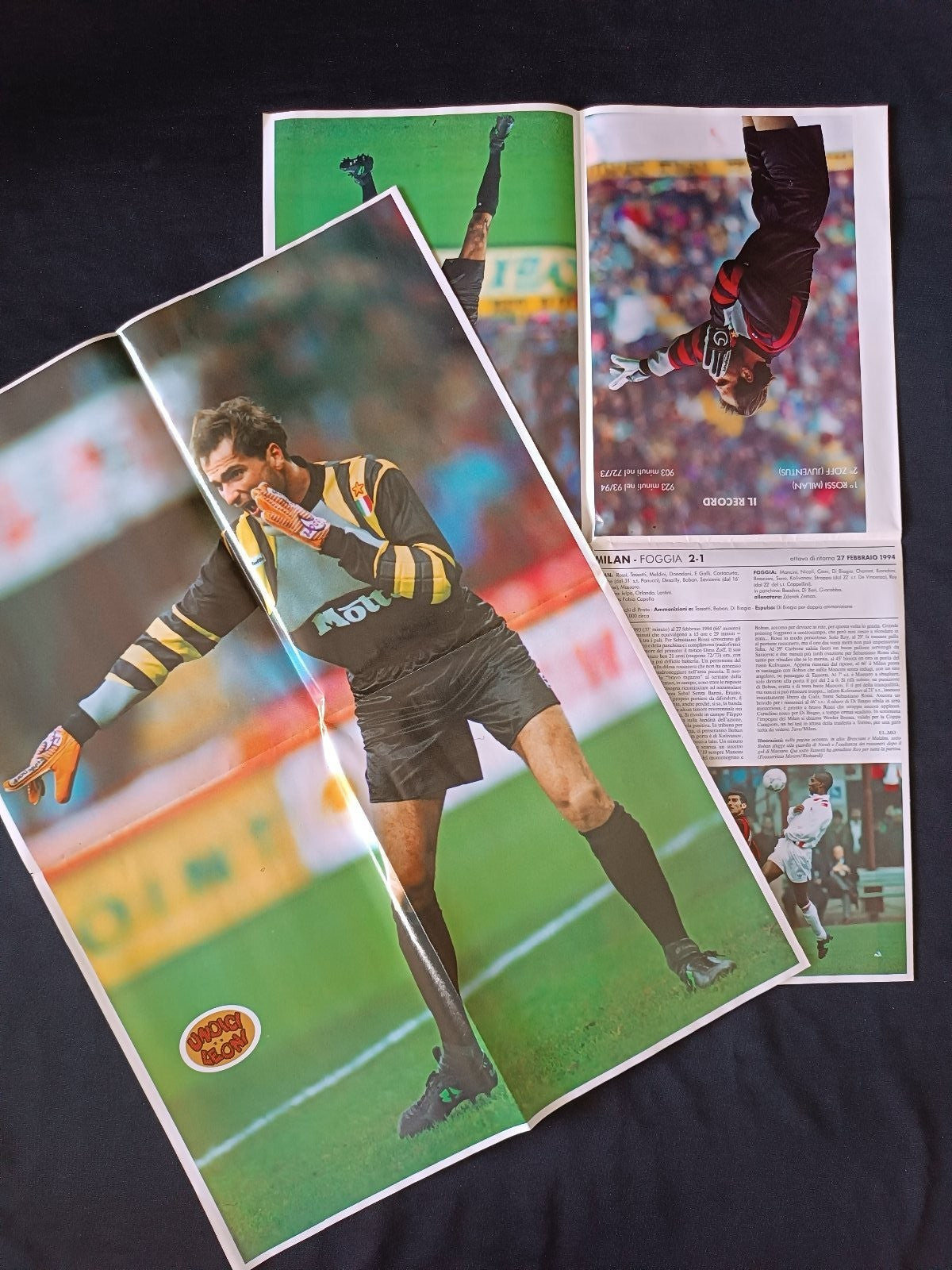 rivista con poster UNIDICI LEONI ed Rossonera - n 1 1994 Maldini (100x70 cm)