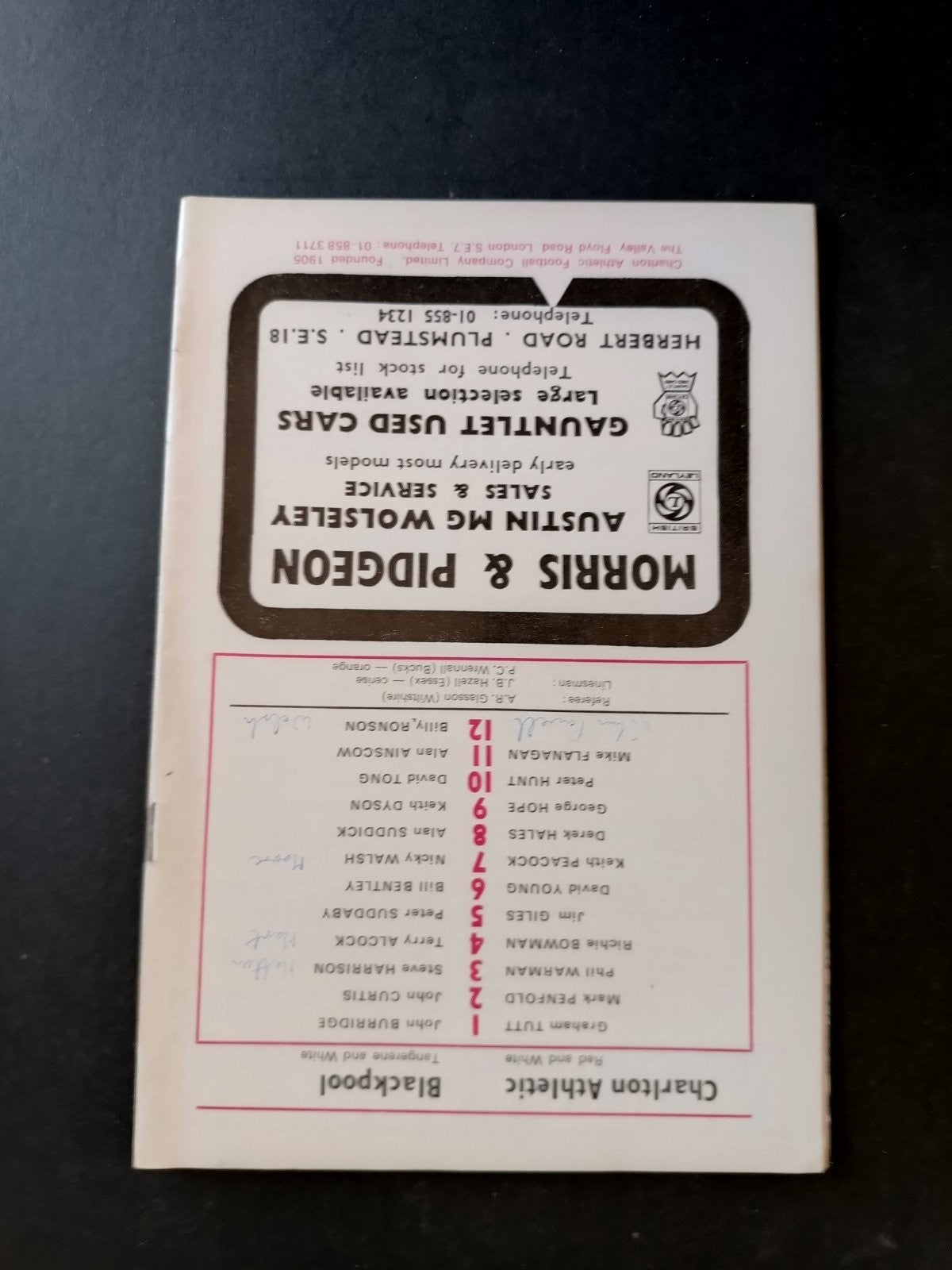 programma calcio Charlton Athletic vs Blackpool 1975