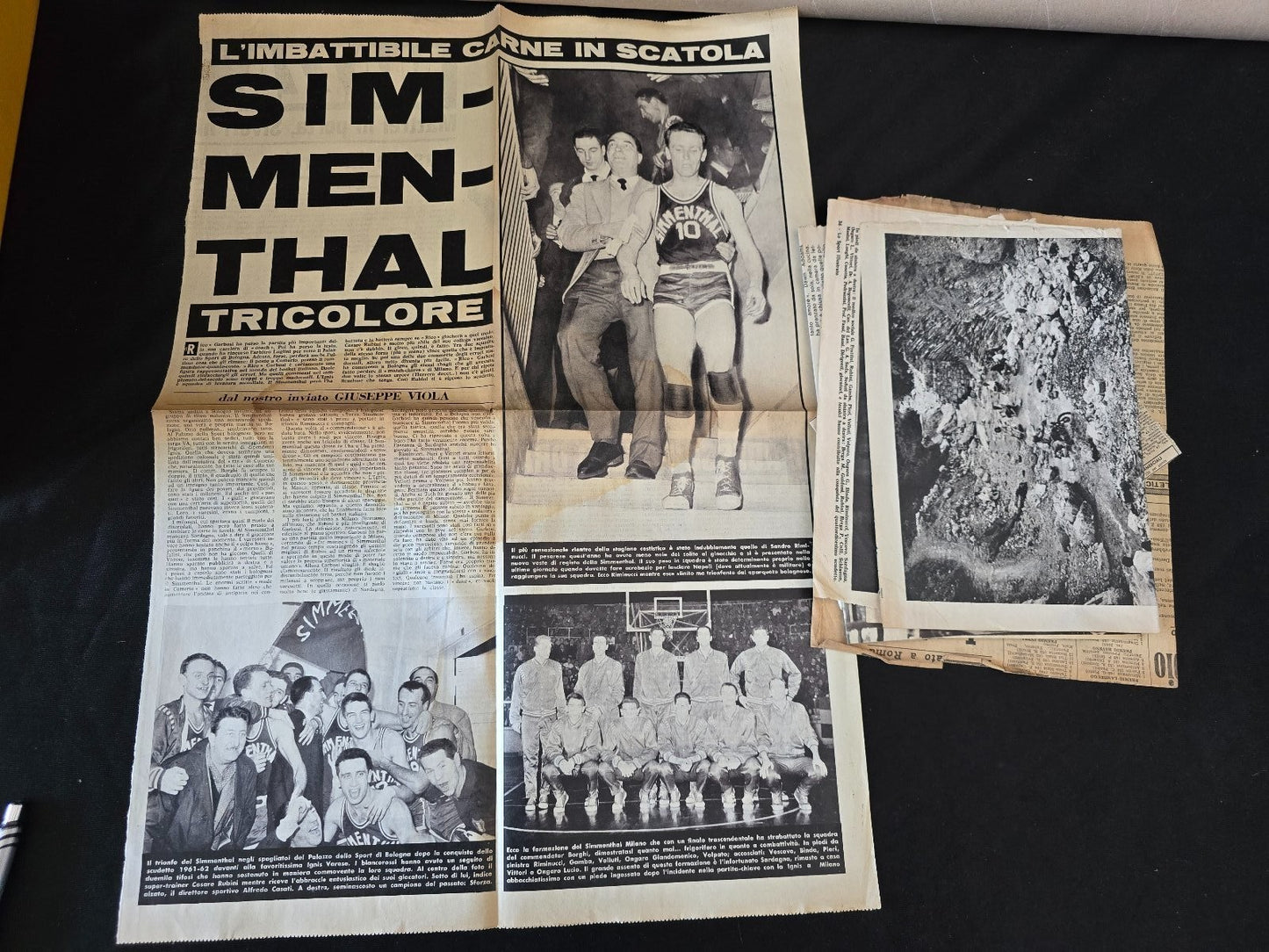Ritagli giornali d'epoca SIMMENTHAL Baske Milano pallacanestro
