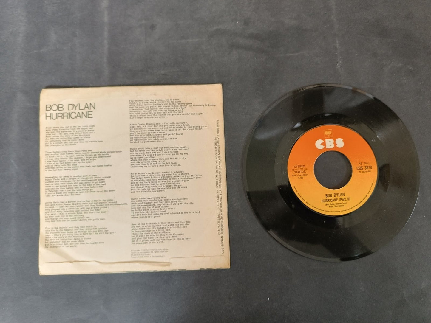 disco 45 giri Hurricane Bob Dylan
