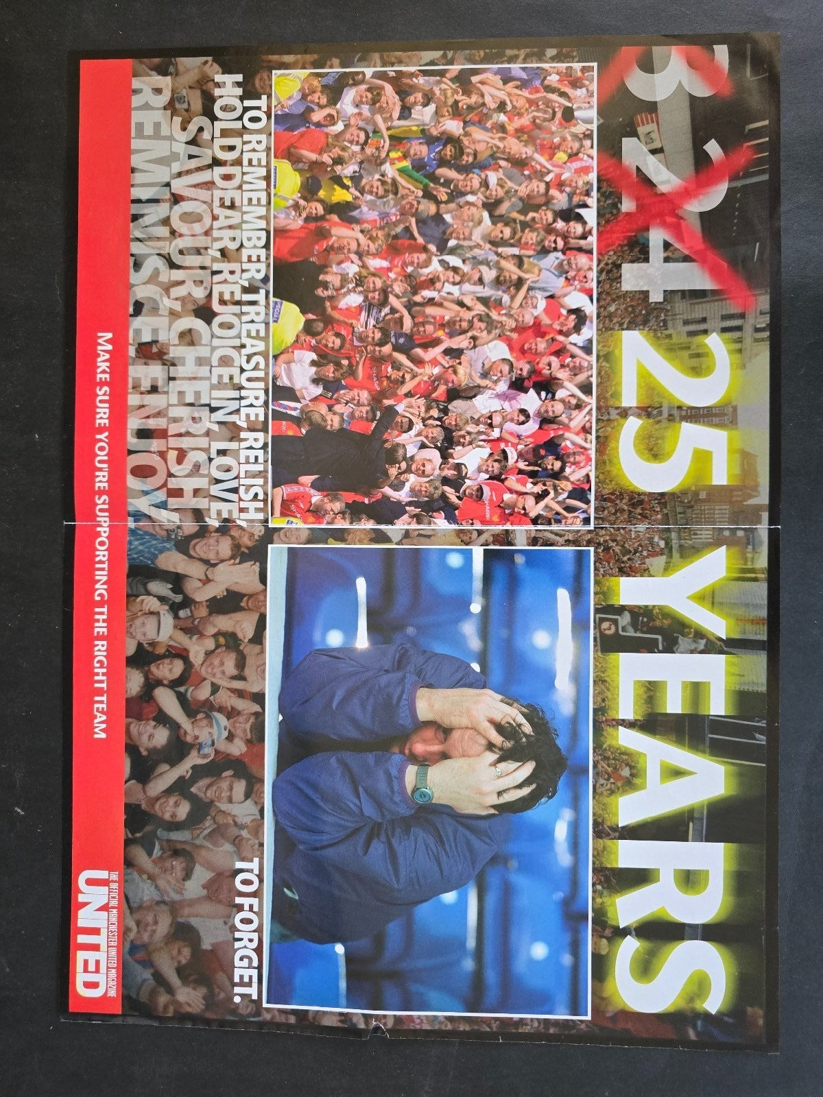 Autografo autograph originale su poster doppia pagina Paul Scholes Manchester C.