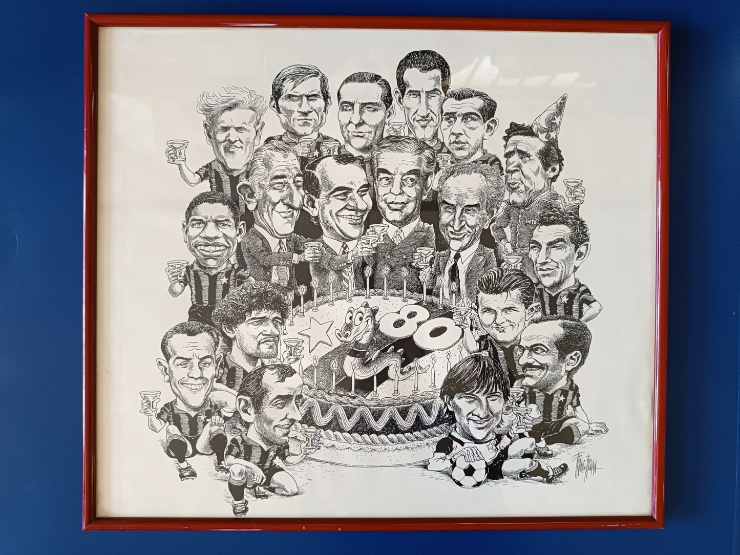 quadro originale di Franco Bruna 80 anniversario Inter museo San Siro Arisi