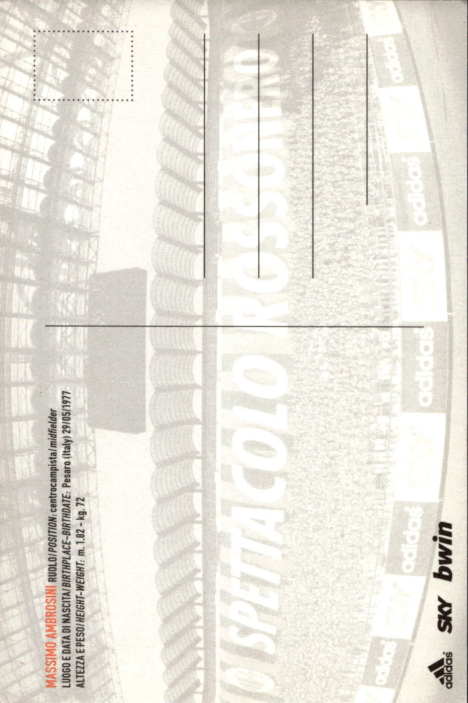 cartolina postcard calcio Milan 2007/08 Ambrosini Con Autografo