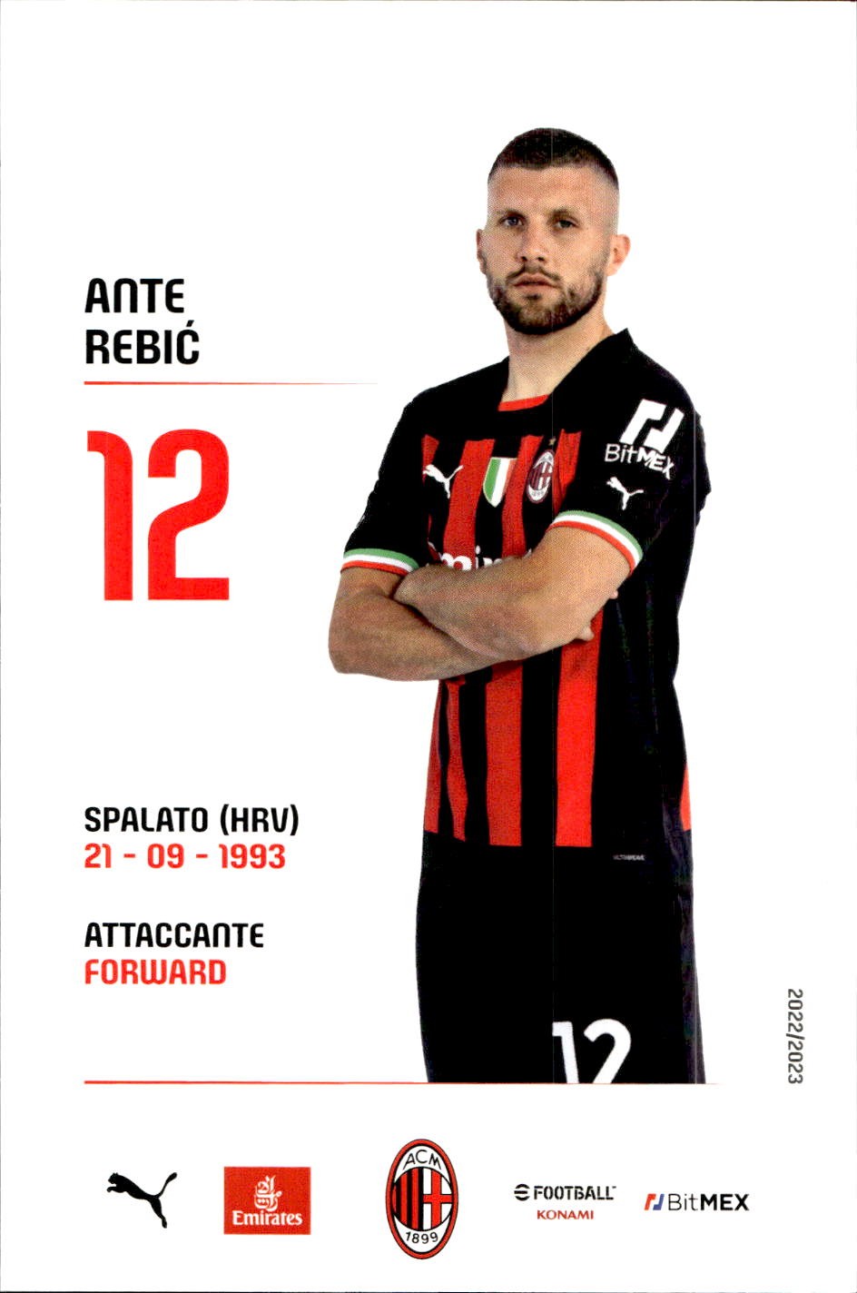 cartolina postcard Calcio Milan 2022/23 - Rebic