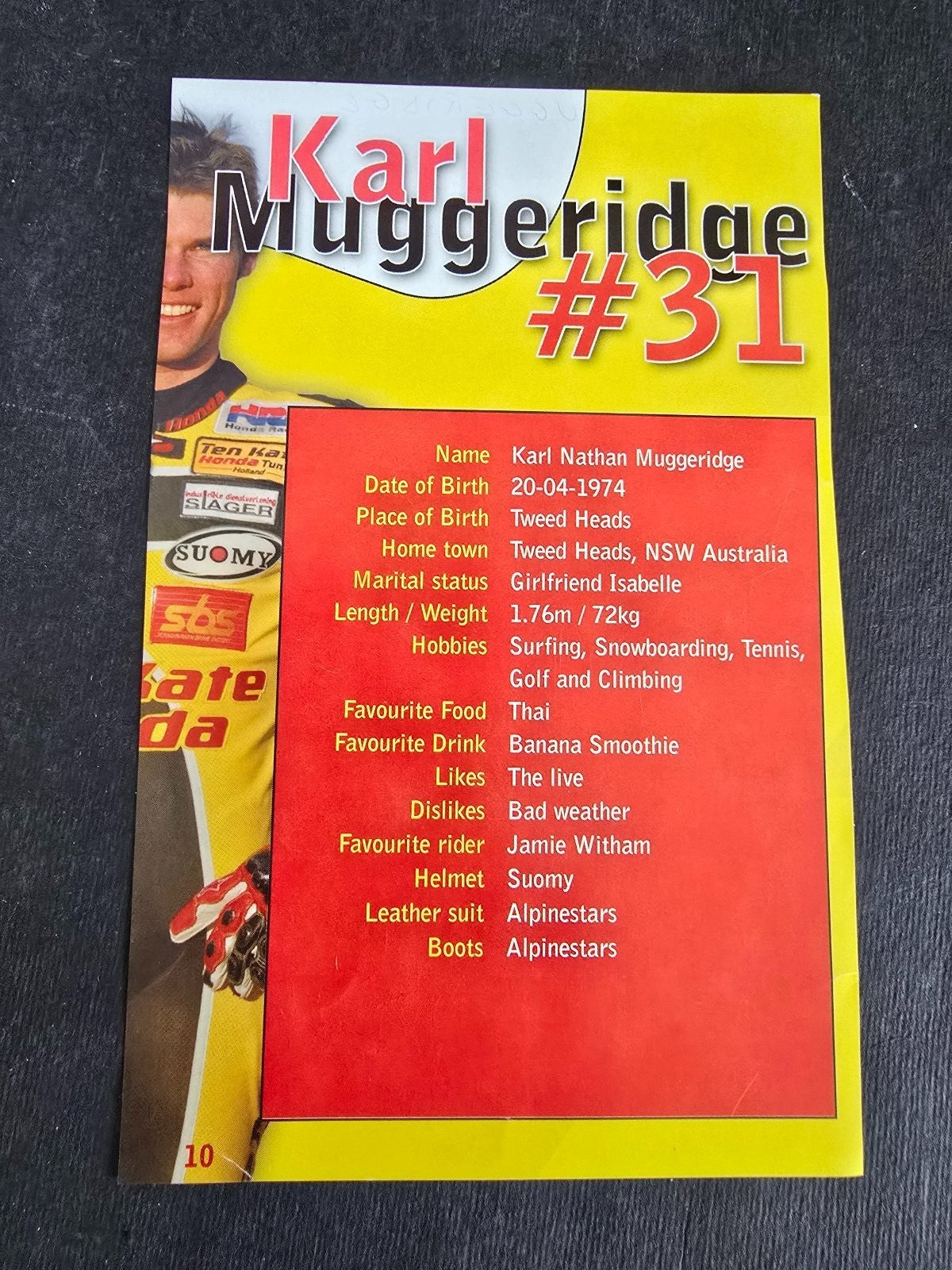 Autografo autograph originale su ritaglio Karl Muggeridge motociclismo