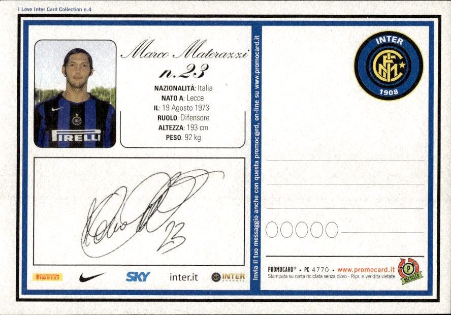 Cartolina calciatore Inter Giulio Nuciari con autografo stampato