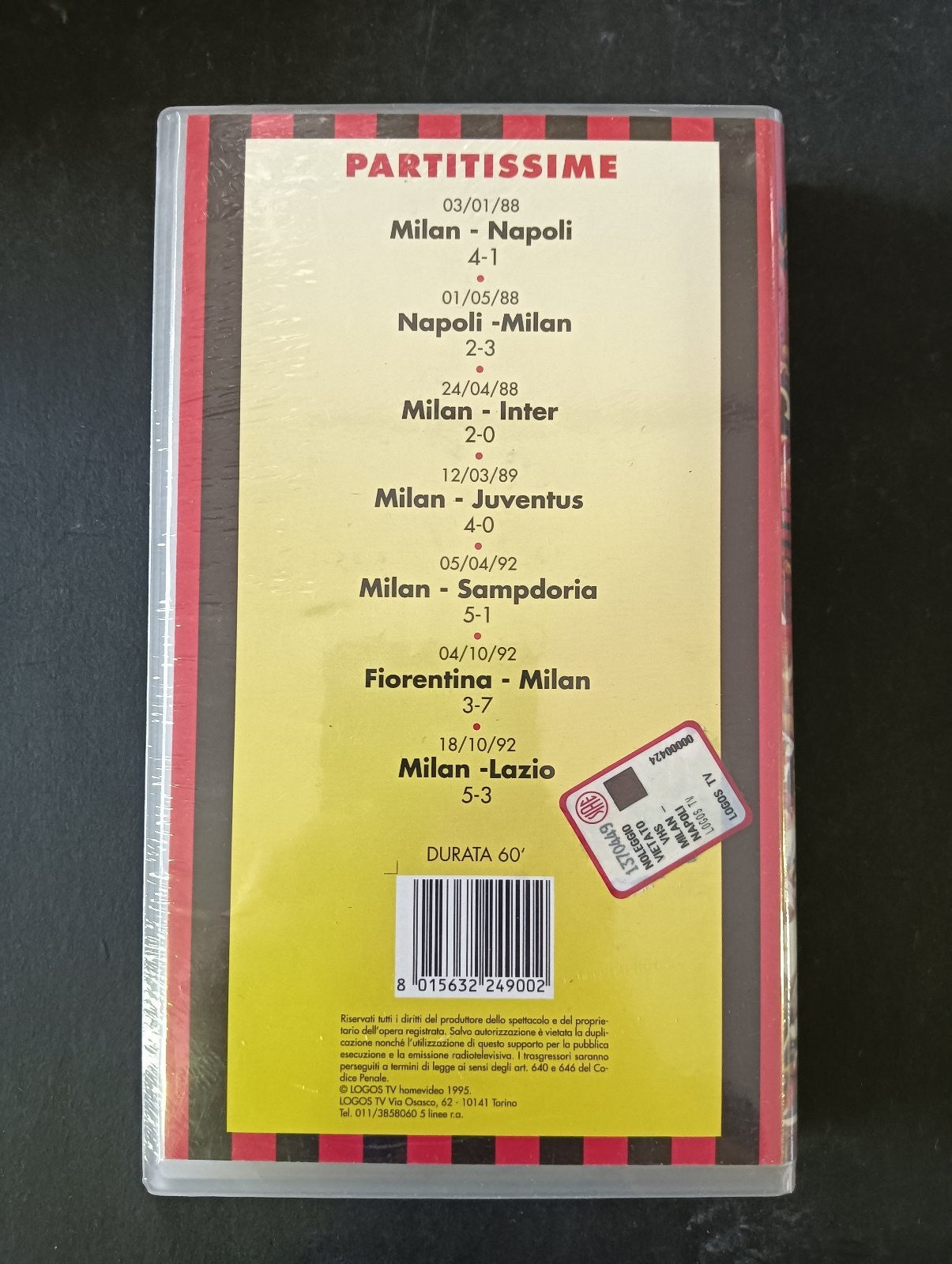 VHS VHS CAMPIONATO 1987-88 MILAN-NAPOLI 4-1 Logos Tv