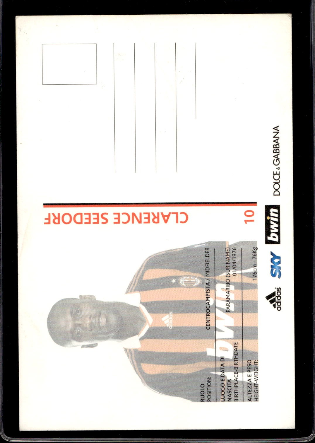 cartolina postcard Calcio Milan con Autografo 2009/10 - Seedorf