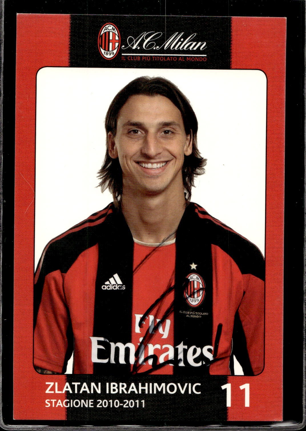 cartolina postcard Calcio Milan con Autografo 2010/11 - Ibrahimovic