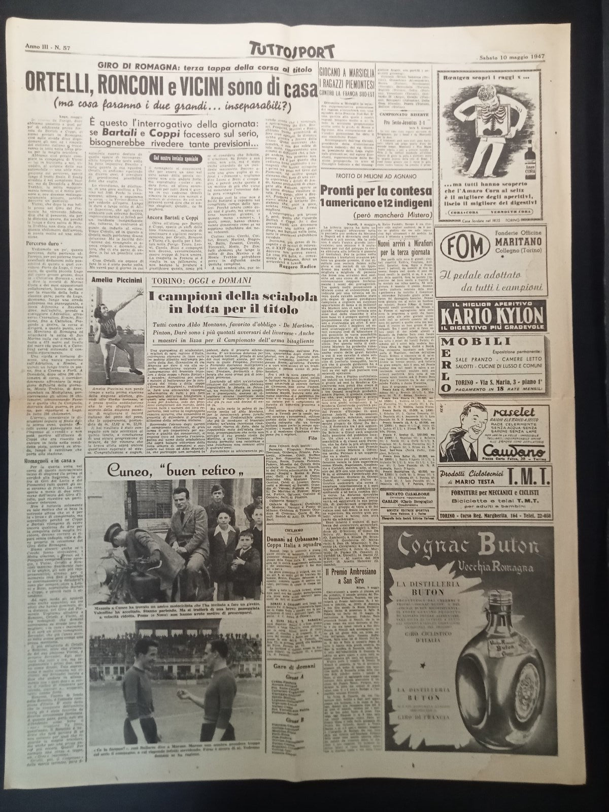 rivista TUTTOSPORT numero 57 - anno 1947 - Torino in azzurro