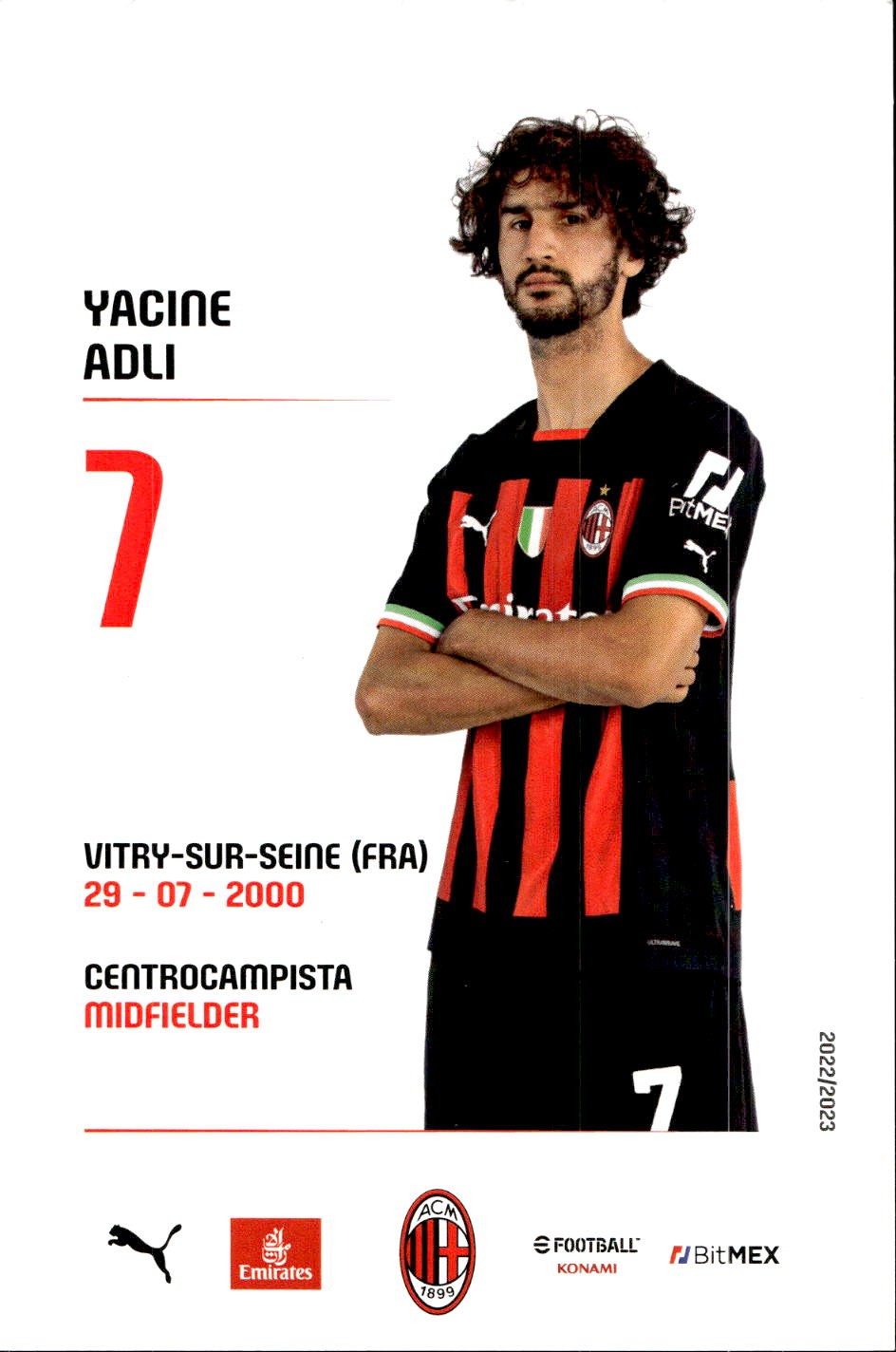 cartolina postcard Calcio Milan 2022/23 - Adli