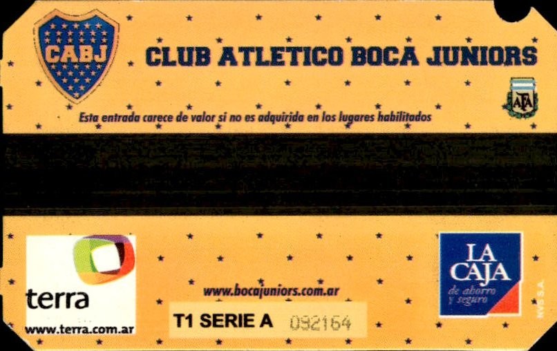 biglietto stadio BOCA JRS VS PALMEIRAS N 346