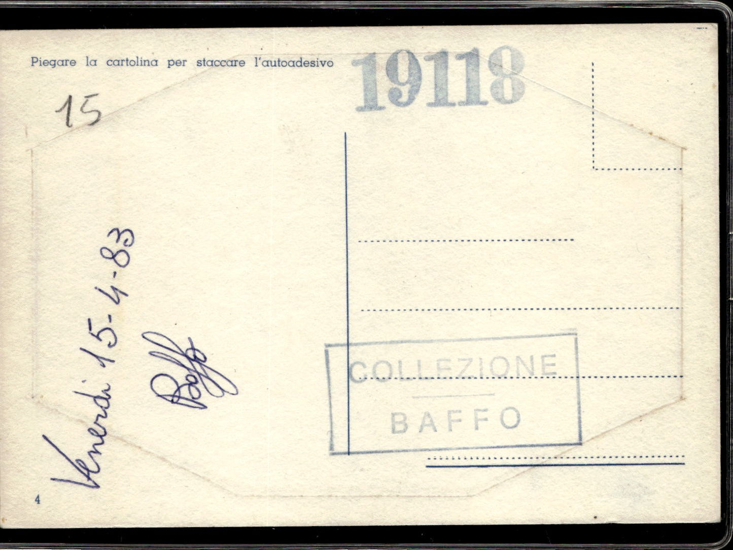 cartolina postcard Calcio Milan Autoadesivo Staccabile Collezione Baffo