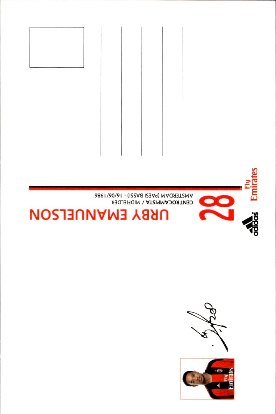cartolina postcard Calcio Milan 2010/11 - #28 Emanuelson