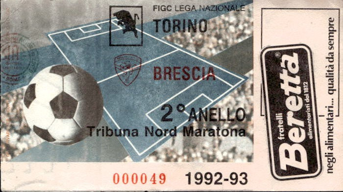 Biglietto stadio Torino-Brescia Lega Nazionale 1992-93