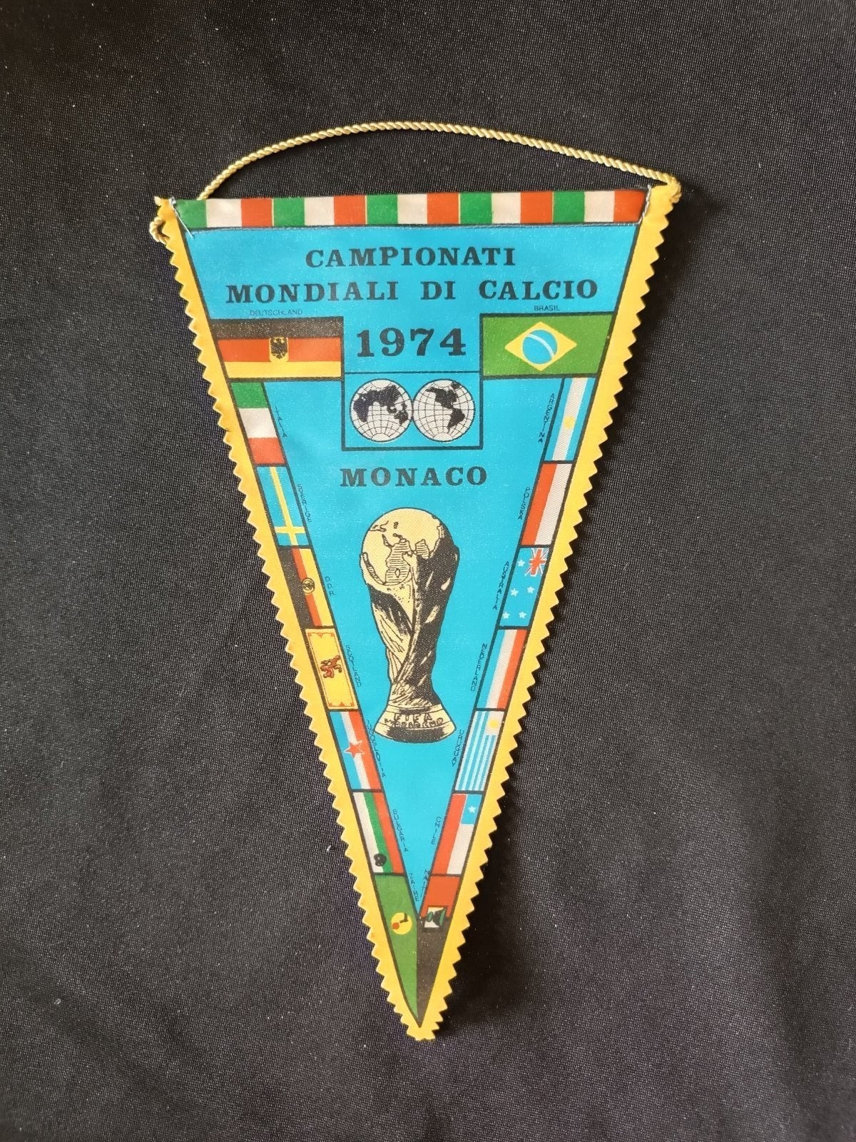 Gagliardetto Pennant Campionati Mondiali di Calcio Monaco 1974 Vintage