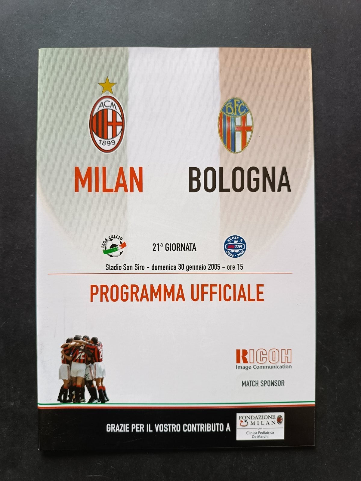 programma Ufficiale MILAN BOLOGNA 30 gennaio 2005