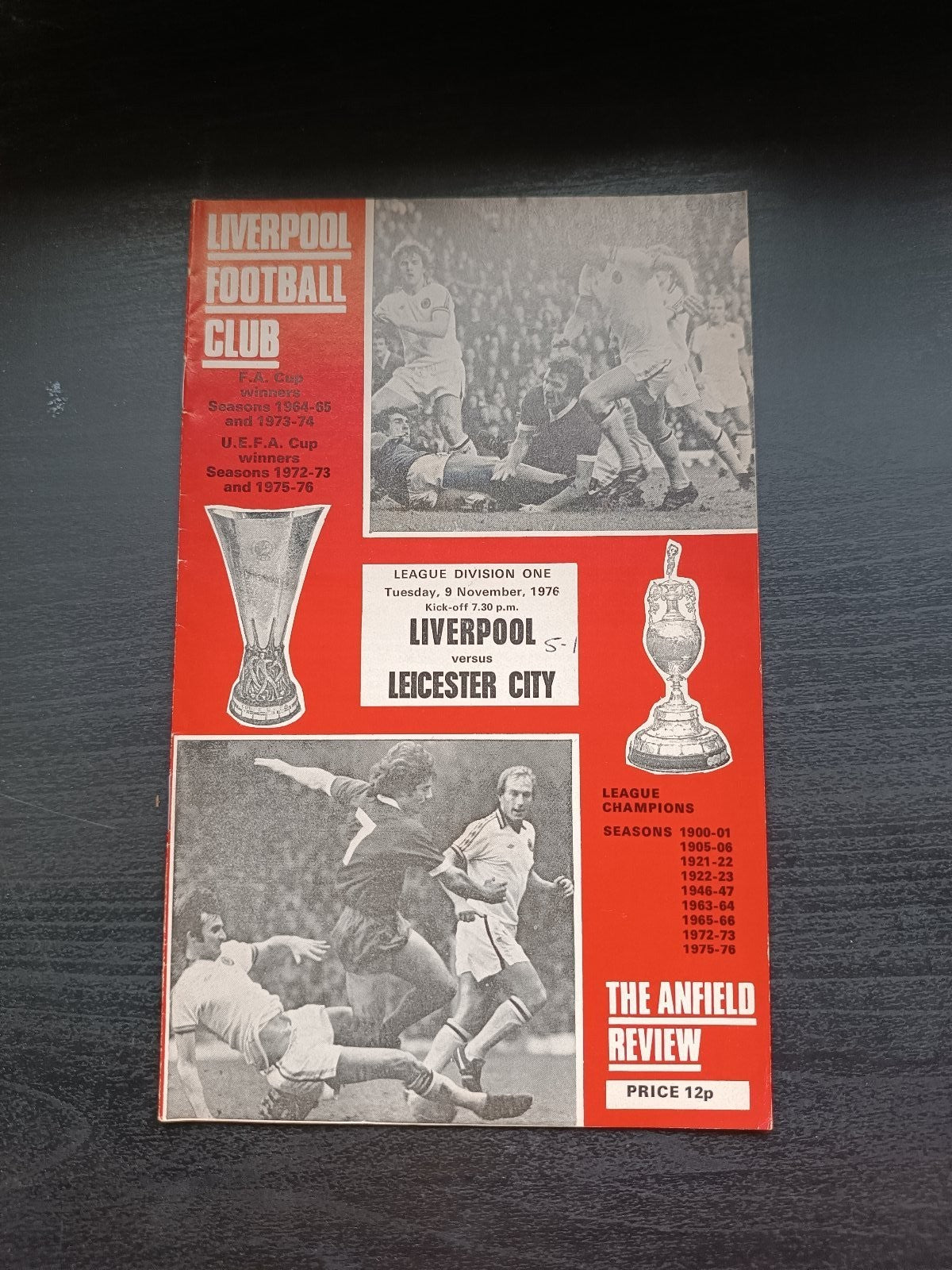 programma calcio Liverpool V Leicester City 9th 1976