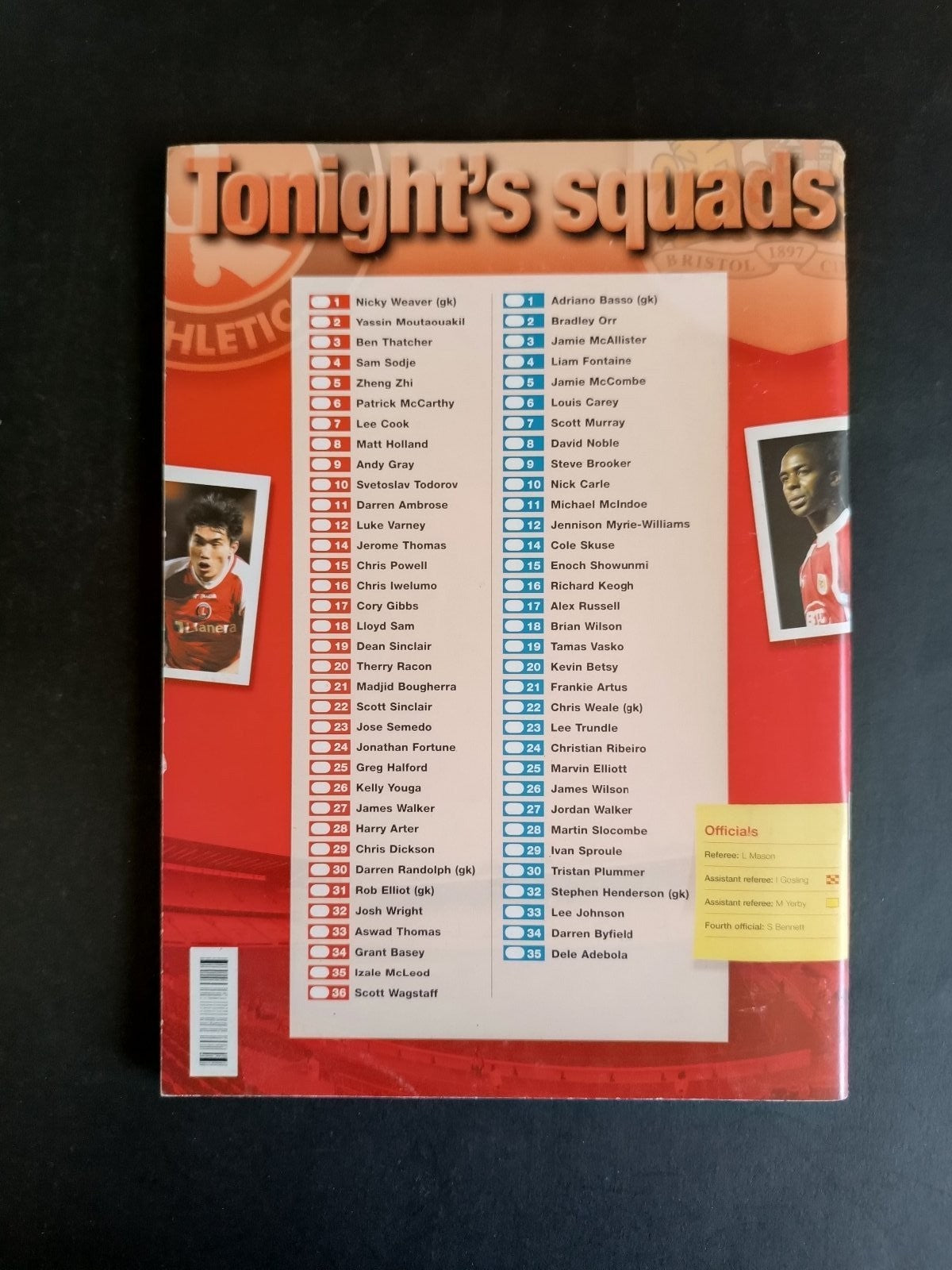 programma calcio Charlton Athletic vs Bristol City 2008