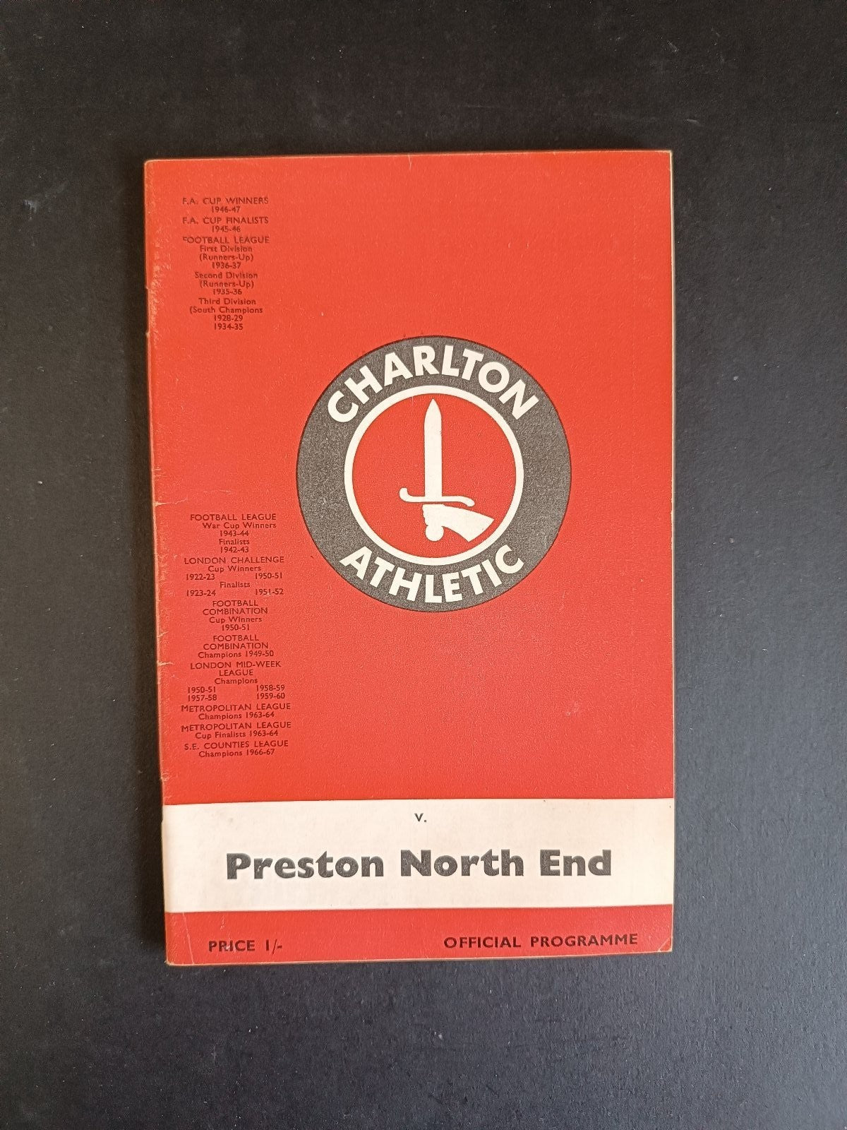programma calcio Charlton Athletic vs Preston North End