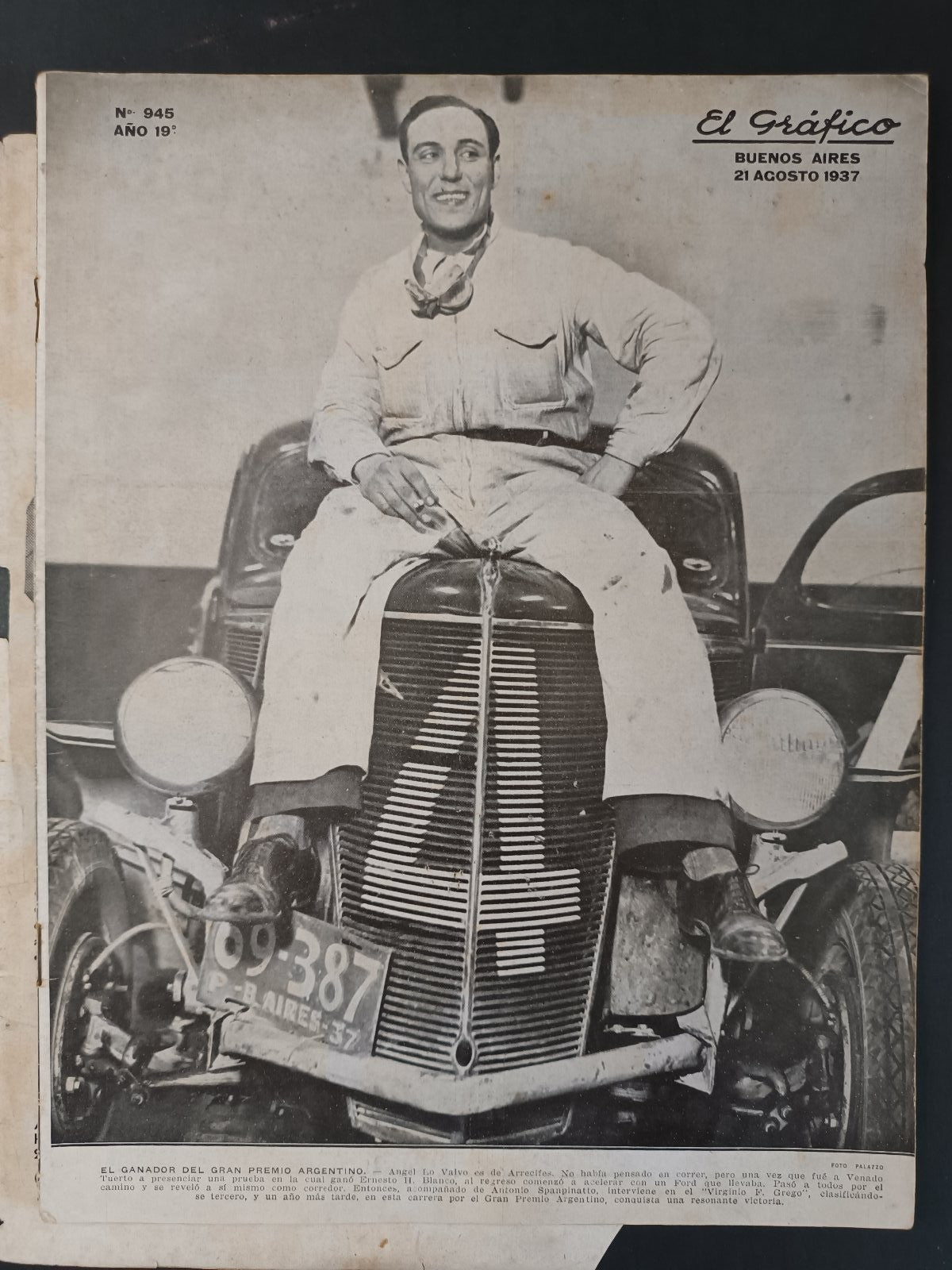 Rivista EL GRAFICO numero 945 anno 1937 Adolfo Pedernera/Angel Lo Valvo