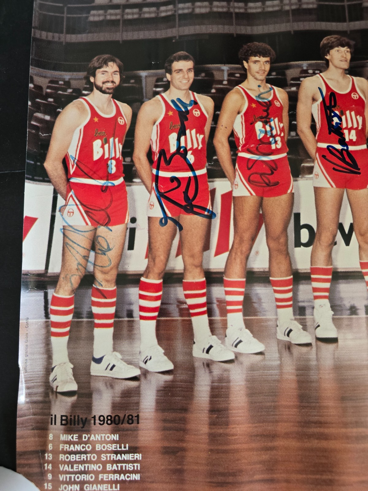 BILLY Olimpia Milano Basket 1980/81 poster autografato dalla squadra originale