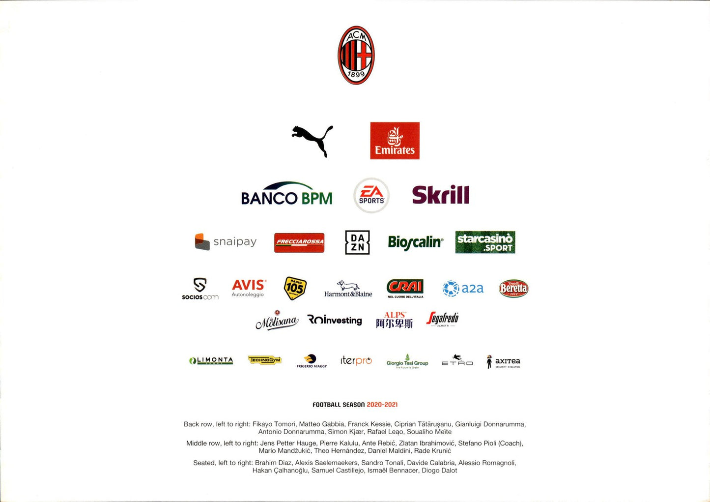 cartolina postcard calcio MILAN 2020-2021 (Sempre Milan)