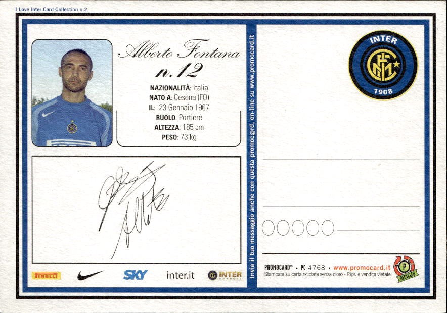 Cartolina calcio calciatore Inter Giovanni Pasquale con autografo stampato