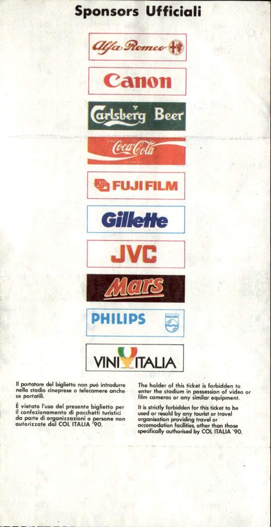 Ticket Coppa del Mondo Italia 90 Argentina Camerun match inaugurale Maradona (2)