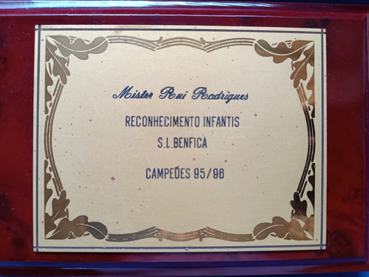 Placca di metallo Reconhecimento  Infantis SL Benfica Campdes 95/96