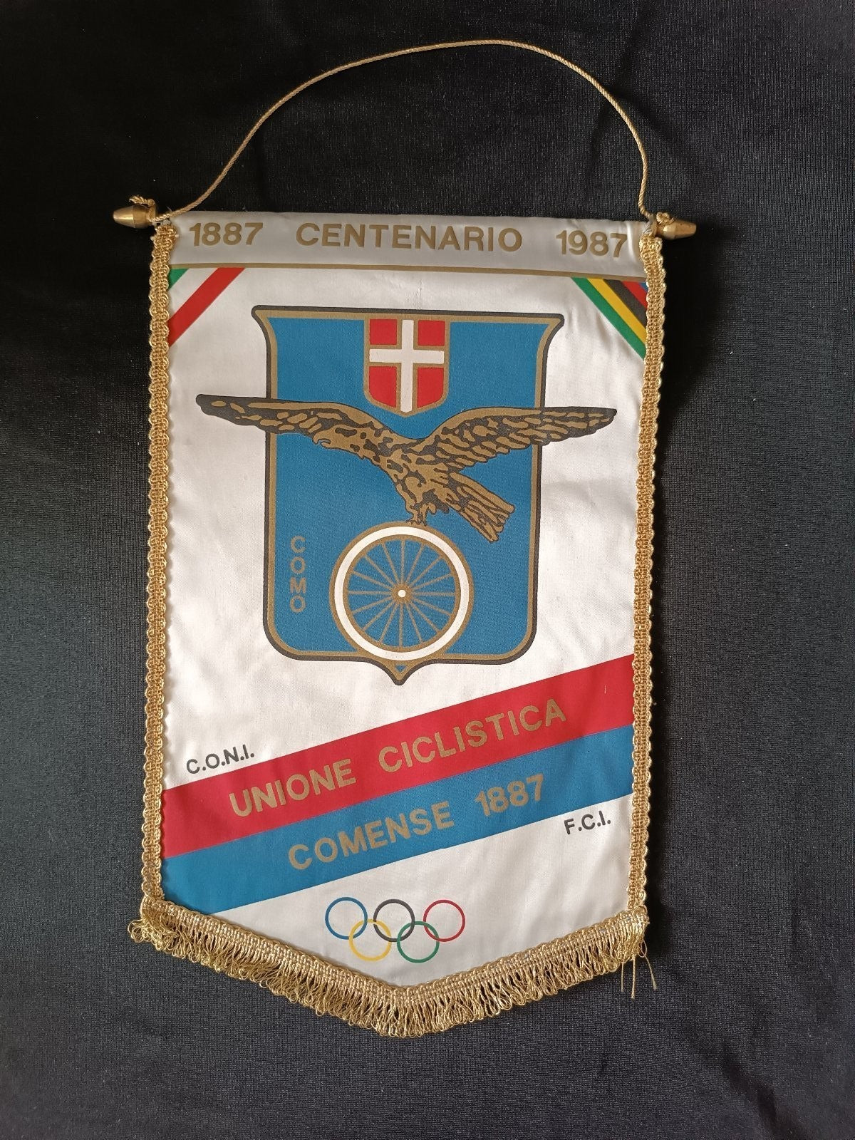Gagliardetto Pennant Unione Ciclistica Comense 1887 Centenario Como Italia 1987