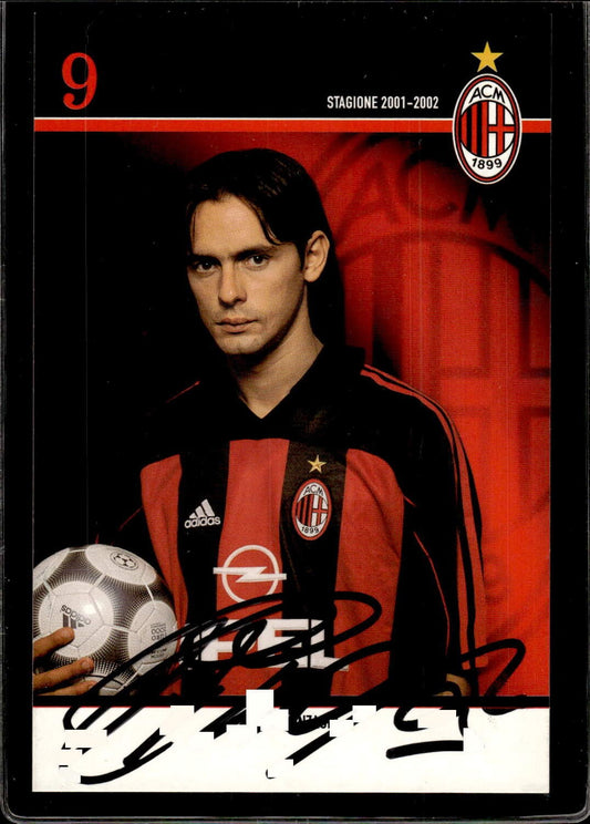 cartolina postcard Calcio Milan con Autografo 2001/02  - Filippo Inzaghi (8