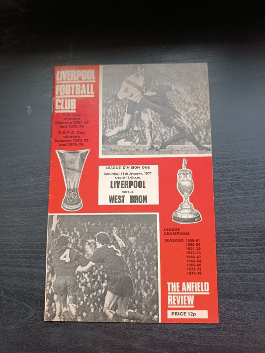 programma calcio  Liverpool V West Brom 15th 1977