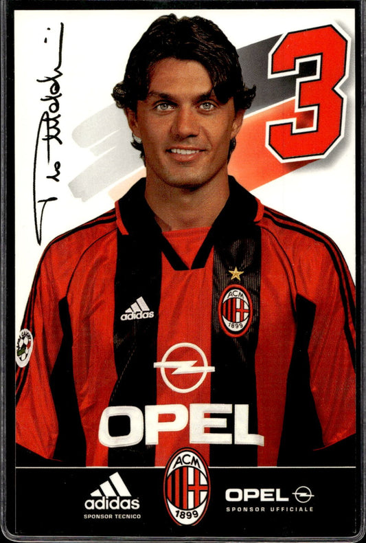 cartolina postcard Calcio Milan sponsor OPEL  Paolo Maldini