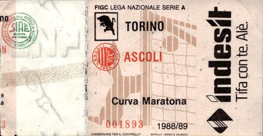 Biglietto stadio Torino-Ascoli Lega Nazionale Serie A 1988-89