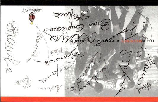 cartolina postcard calcio Milan un gROSSO e teNERO augurio con Autografo