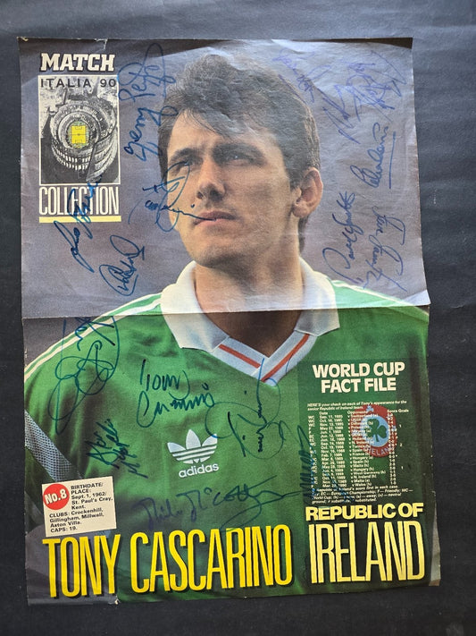 Poster doppia pagina da rivista autografi originali Irish team Squadra
