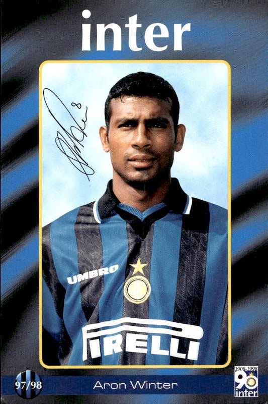 Cartolina calcio Inter calciatore Aron Winter con autografo stampato