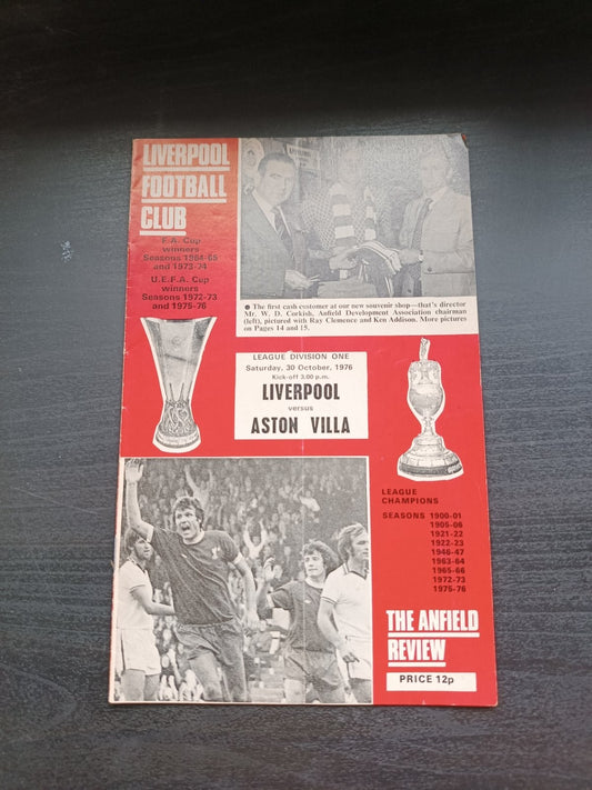 programma calcio  Liverpool V Aston Villa 30th 1976