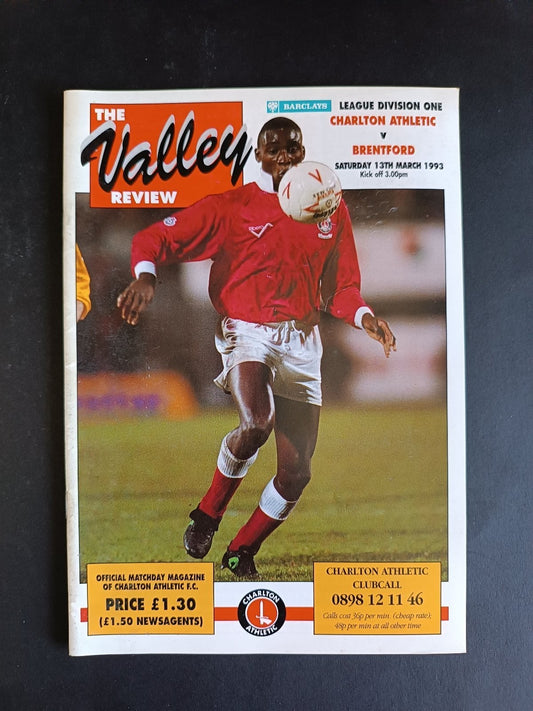 programma calcio Charlton Athletic vs Brentford 1993