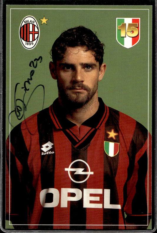 cartolina postcard Calcio Milan con Autografo Sponsor OPEL Marco Simone