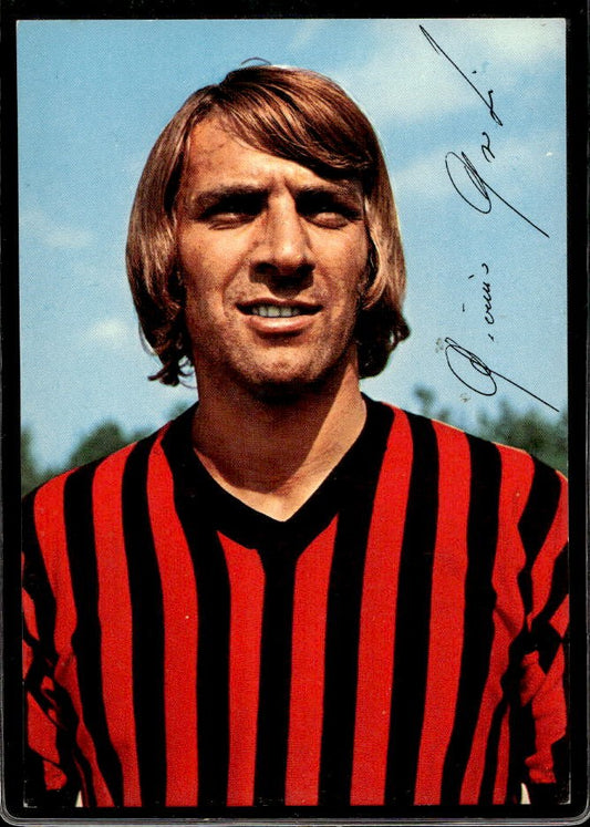Cartolina Pierino Prati Milan con autografo stampato ufficio Stampa Milan