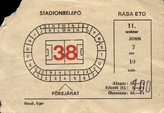 Biglietto stadio ingresso allo stadio R�BA ETO