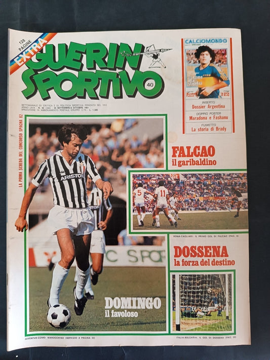rivista Guerin Sportivo anno LXIX  nr 40 1981 con poster Maradona