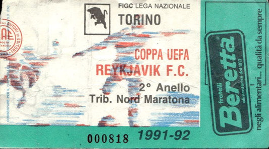 Biglietto stadio Torino-Reykjaic 1991-92 Coppa Uefa n 000818