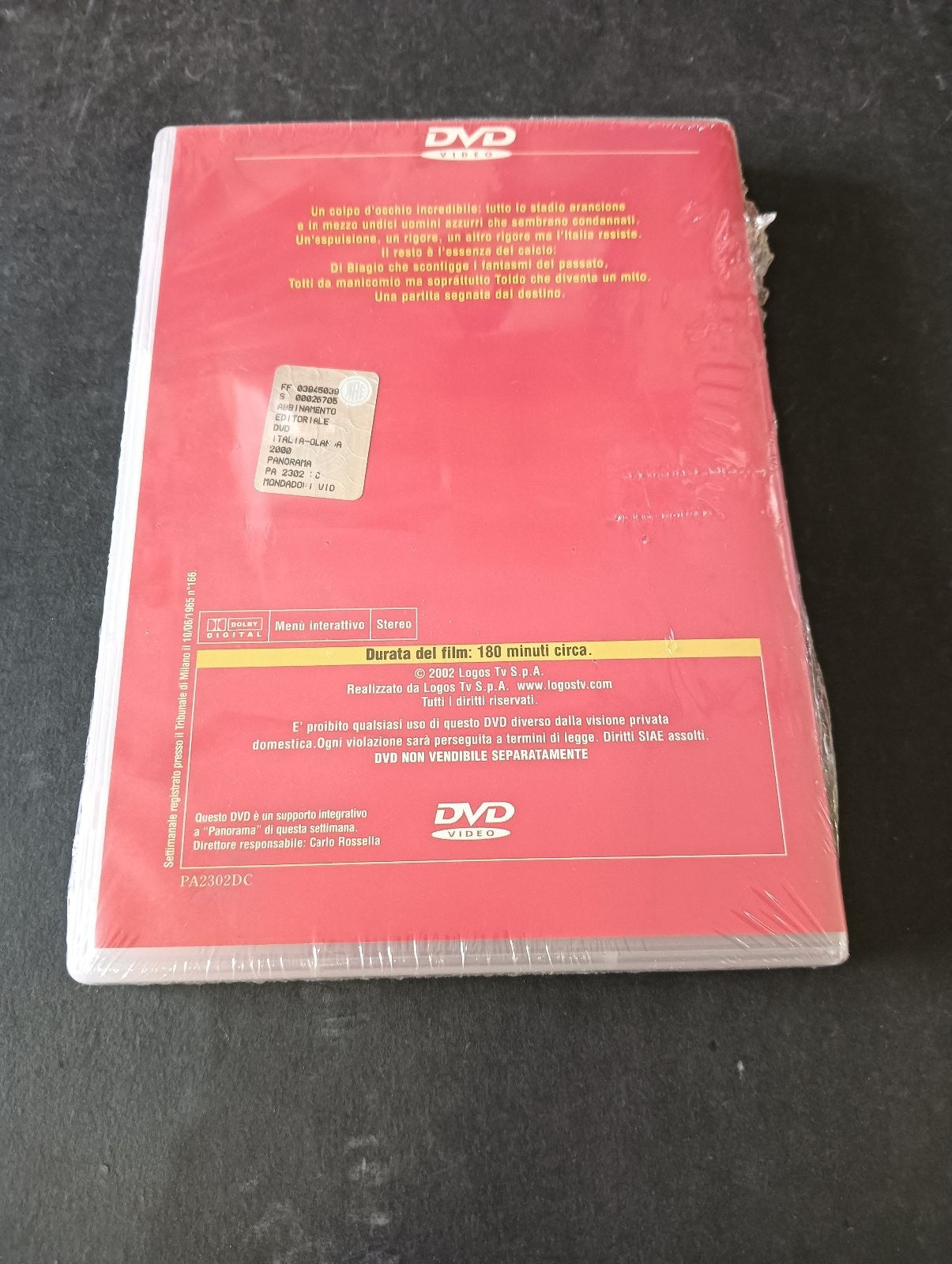DVD LE PIU' GRANDI PARTITE DELL NAZIONALE ITALIA-OLANDA 3-1 Panorama