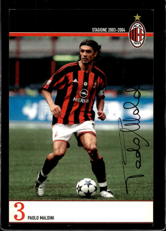 cartolina postcard Calcio Milan con Autografo 2003/04 Maldini