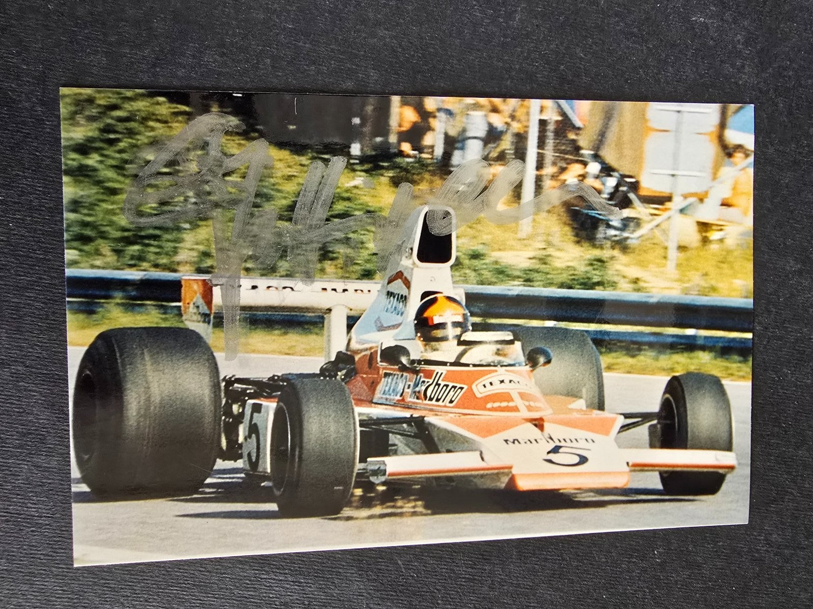 Autografo autograph originale su foto Emerson Fittipaldi automobilismo