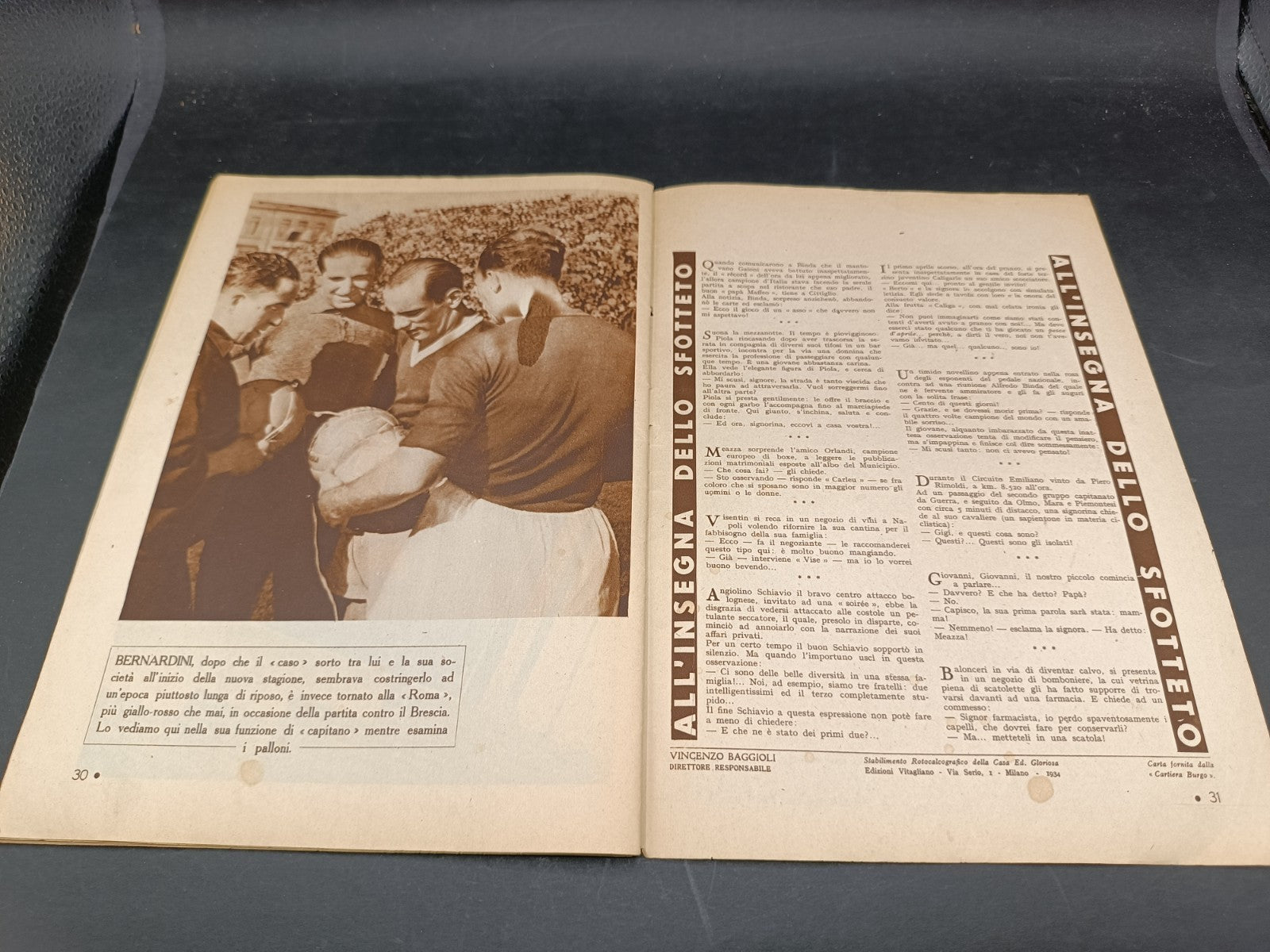 Rivista sportiva Cosmo anno 1934 numero 64 Silvio Piola