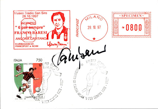 cartolina postcard calcio Milan 6 per sempre Franco Baresi con autografo 1997 (2